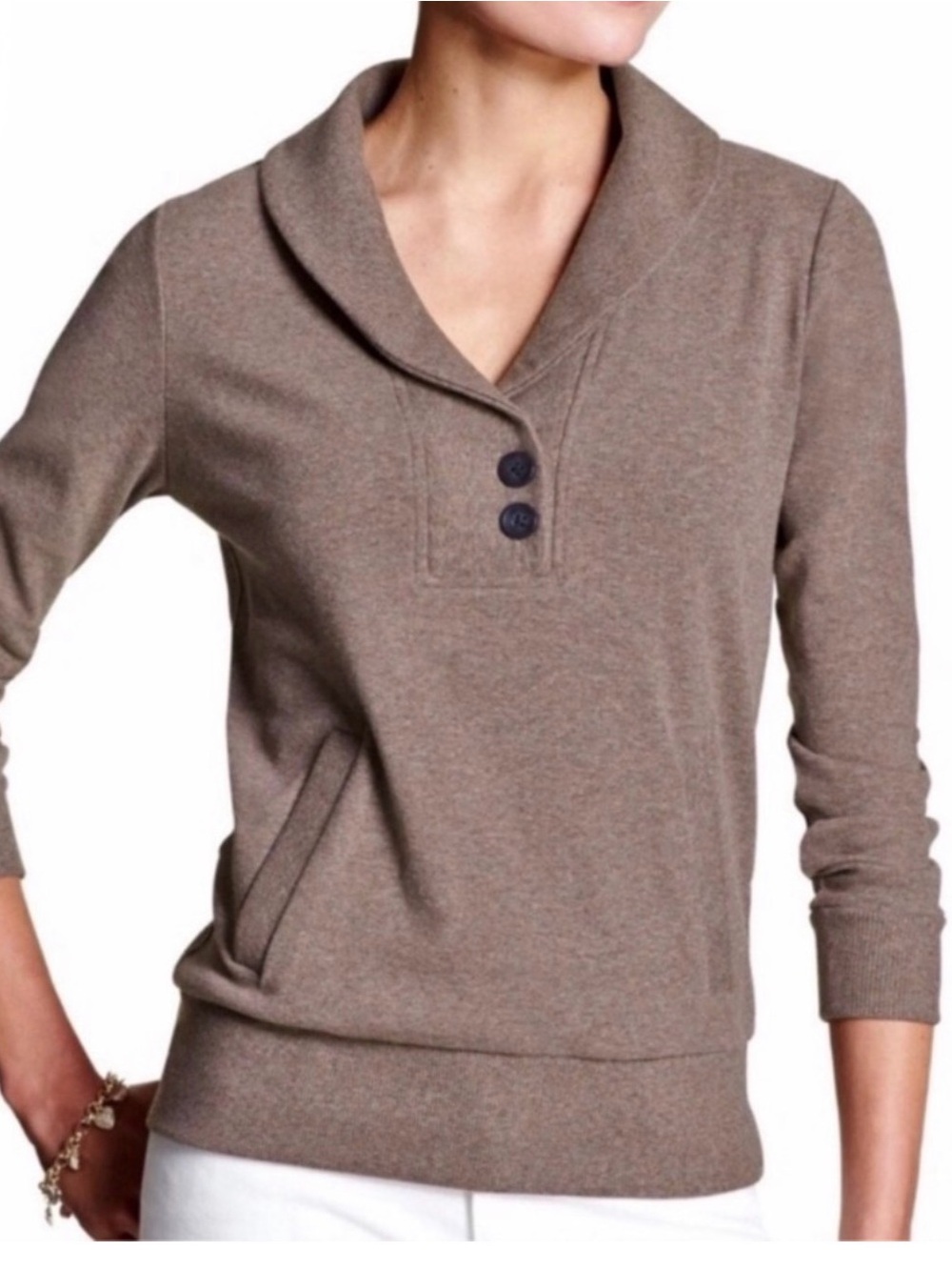 Women’s Banana Republic Taupe Shawl-Collar Cowl Sweater/Sweatshirt